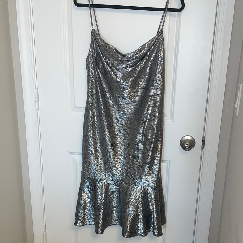 Silver Metallic Slip Dress